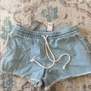 aerie Light Blue Denim Drawstring Shorts